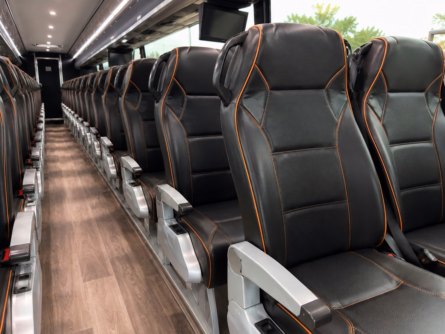 56 passenger charter bus inside
